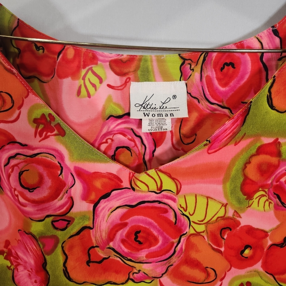 Kathie Lee Collection Floral Tank Top - Pink and Green - Picture 2 of 7